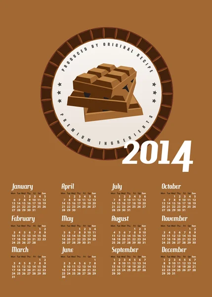 チョコレート スタイル カレンダー — ストックベクタ