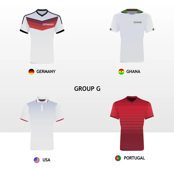 Camisetas de fútbol Grupo G — Vector de stock