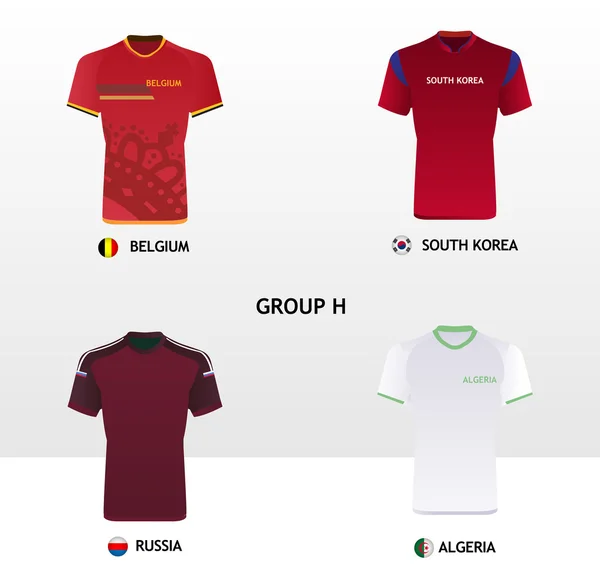 Camisetas de fútbol Grupo H — Vector de stock