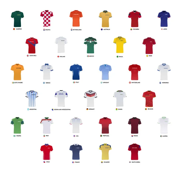 Todas las camisetas de fútbol de la nación — Archivo Imágenes Vectoriales