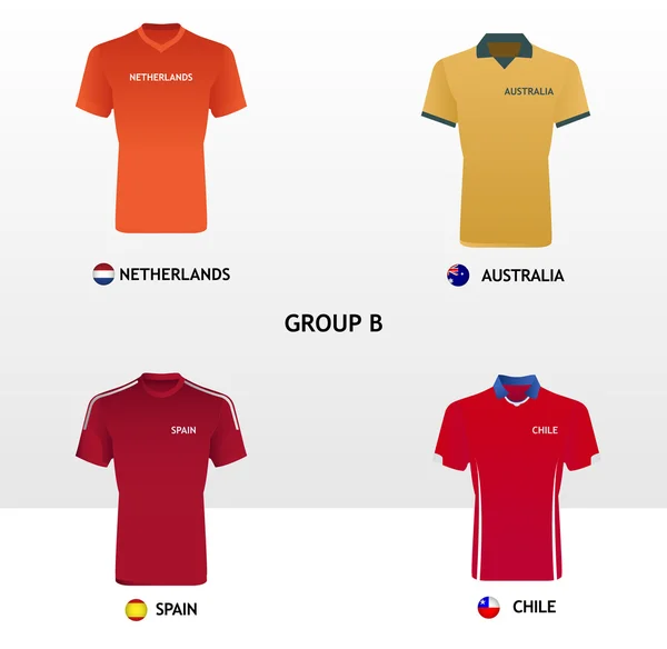 Camisetas de fútbol Grupo B — Vector de stock