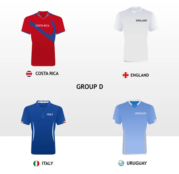 Camisetas de fútbol Grupo D — Vector de stock