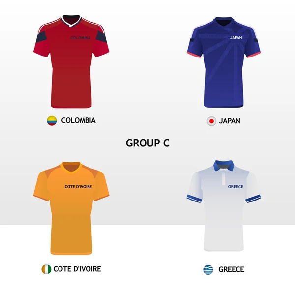 Futebol Jerseys Grupo C — Vetor de Stock