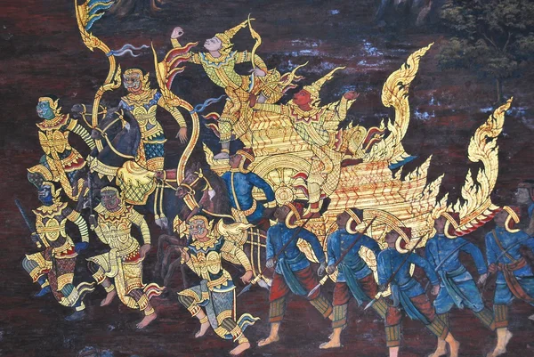 Arta antică thailandeză la templul din Thailanda — Fotografie, imagine de stoc