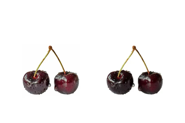 iki çift waterdrops beyaz zemin üzerine vişne