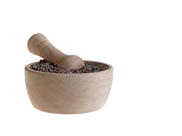 kakao nibs havaneli ile üzerine beyaz izole içinde