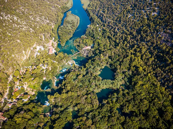 Národní Park Krka Fotografie Drone — Stock fotografie
