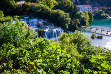 Hırvatistan 'ın güneyindeki Krka Ulusal Parkı' nda şelaleler.