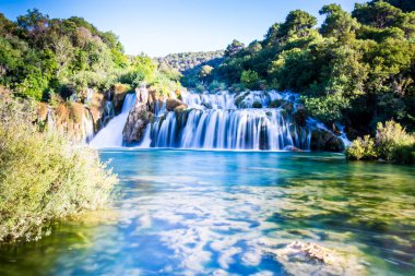 Hırvatistan 'ın güneyindeki Krka Ulusal Parkı' nda şelaleler.