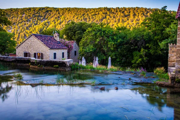 Vodopády Národním Parku Krka Jižním Chorvatsku — Stock fotografie