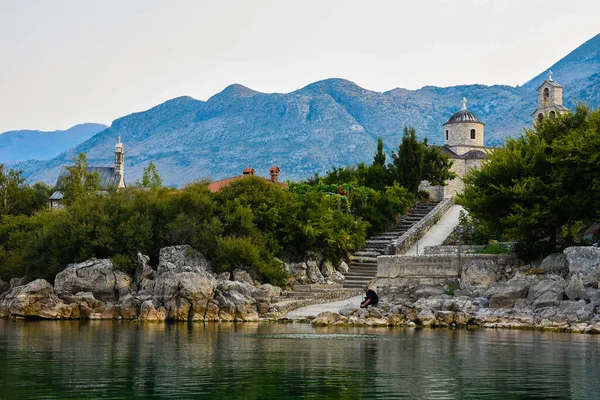 Mosteiro Ortodoxo Beska Beska Islã Lake Skadar Montenegro — Fotografia de Stock