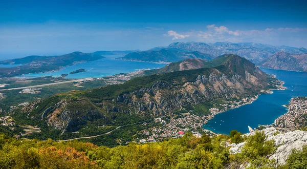 A View on The Bay of Kotor, Boka Kotorska, Bay of The Adriatic Sea from Lovcen national park in Montenegro. — Stock fotografie