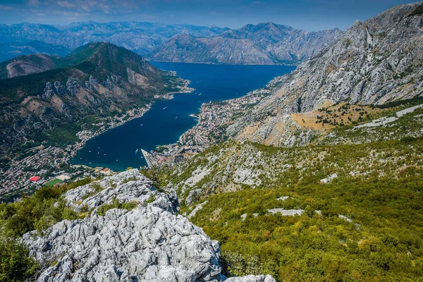 A View on The Bay of Kotor, Boka Kotorska, Bay of The Adriatic Sea from Lovcen national park in Montenegro. — стокове фото