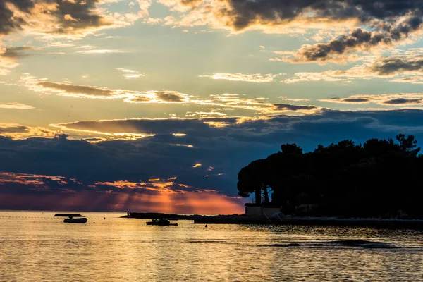 Чудовий Захід Сонця Над Морем Умазі Істрія Хорватія Європа — стокове фото