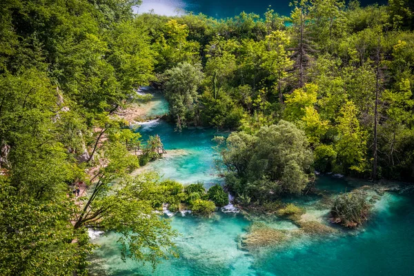 Nationaal Park Plitvice Meren Kleurrijk Landschap Met Turquoise Blauw Groen — Stockfoto