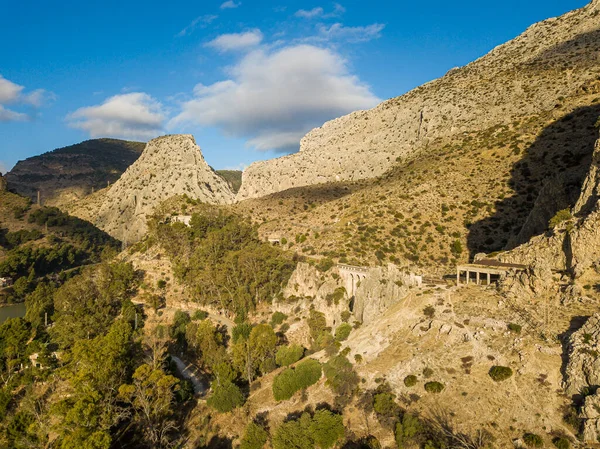 Chorro Espanha Camino Del Rey Uma Paisagem Montanhosa Durante Inverno — Fotografia de Stock