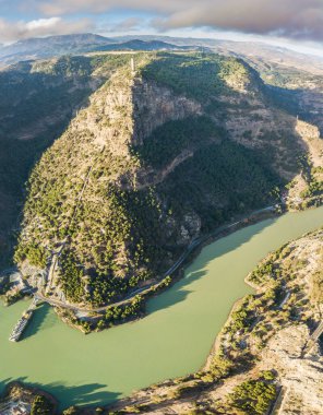 El Chorro, İspanya, Camino del Rey 'in değerli bir dağ manzarası..