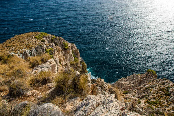 Krajobraz Wybrzeża Hiszpanii Andaluzji Klify Parku Naturalnego Maro Cerro Gordo — Zdjęcie stockowe