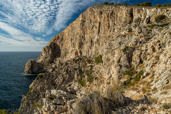 Krajobraz Wybrzeża Hiszpanii Andaluzji Klify Parku Naturalnego Maro Cerro Gordo — Zdjęcie stockowe