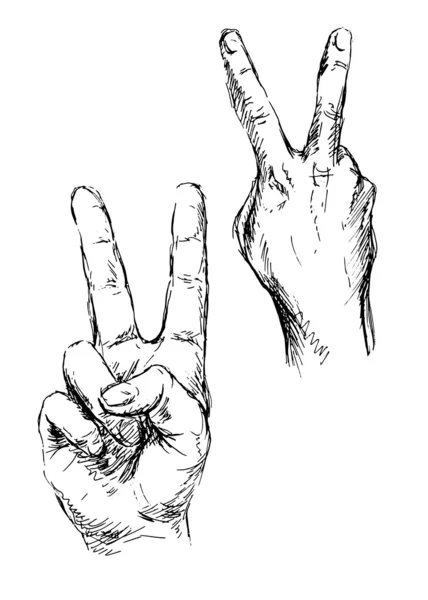 Hand mit einer Geste des Friedens — Stockvektor