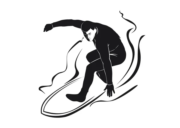 Vector silhouette surfer — Stock Vector