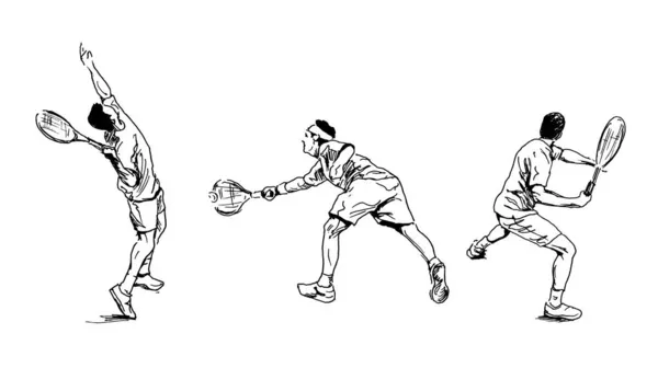 Handskizzen Von Tennisspielern Vektorillustration — Stockvektor