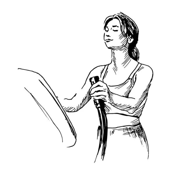 Croquis Main Une Femme Exercice Illustration Vectorielle — Image vectorielle