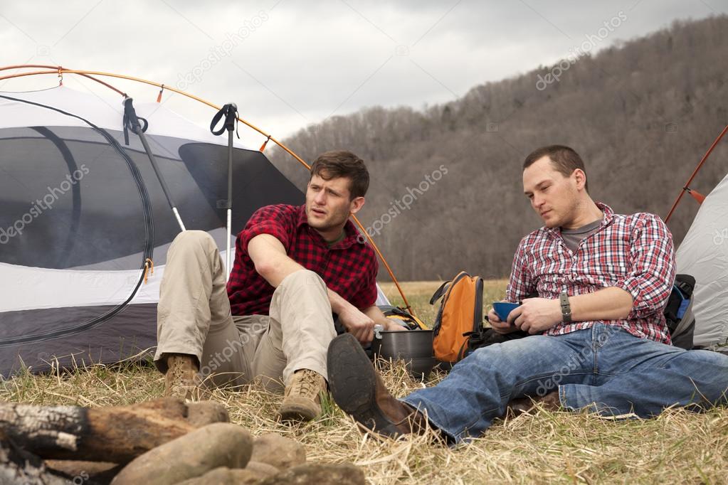 Eating dinner at the camp site