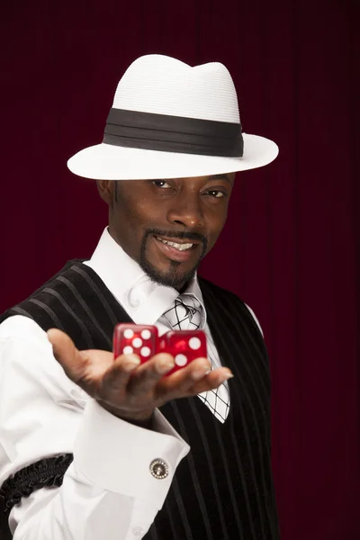 Old school gambler with dice — Stock Photo, Image