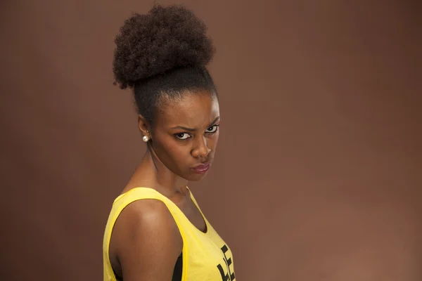 Afryki amerykański dziewczyna Pokaż emocji poprzez rysy twarzy Obrazek Stockowy