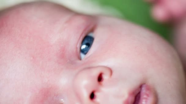 小さな赤ちゃんの目と顔 — ストック動画