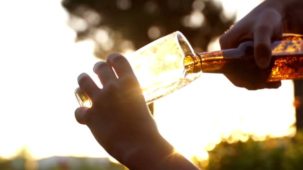 Cerveza que se vierte en vidrio — Vídeos de Stock