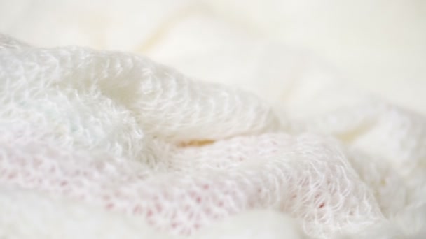 Baby sleeping on white fur — Stock Video