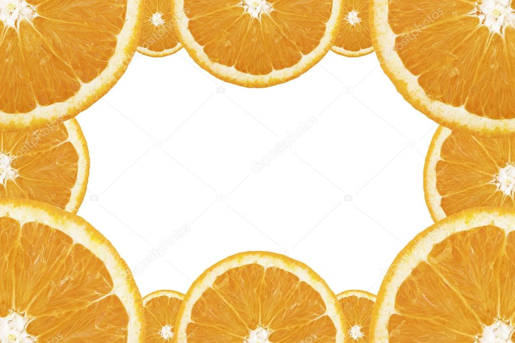 Marco rodajas de Naranja con fondo blanco