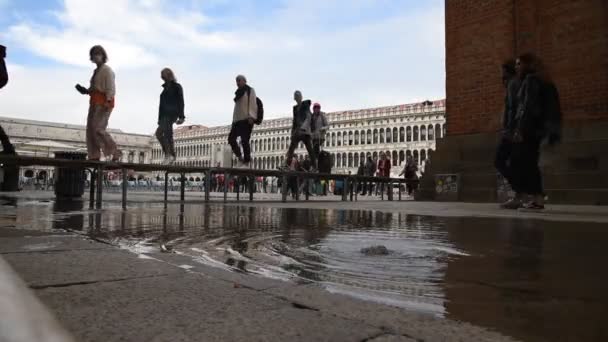 Palazzo san marco, Wenecja, WŁOCHY - 09 października 2021: Powódź w Wenecji — Wideo stockowe