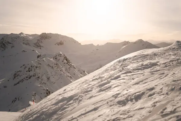 Paysage Enneigé Temps Idéal Pour Voyage Montagne Pour Randonnée Ski — Photo