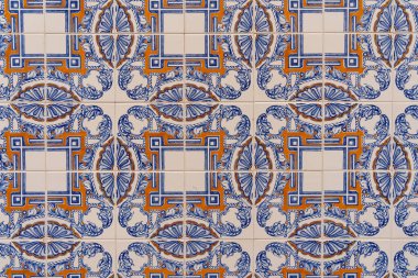 Patterns and textures on beautiful painted tiles in Portugal europe