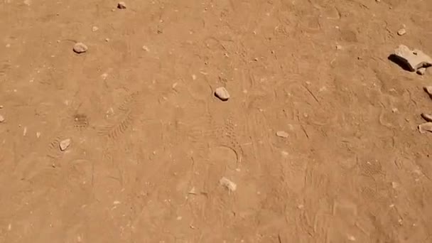 Brudna Ziemia Czerwonym Piaskiem Kamieniami Pustyni Wysokiej Jakości Materiał Filmowy — Wideo stockowe