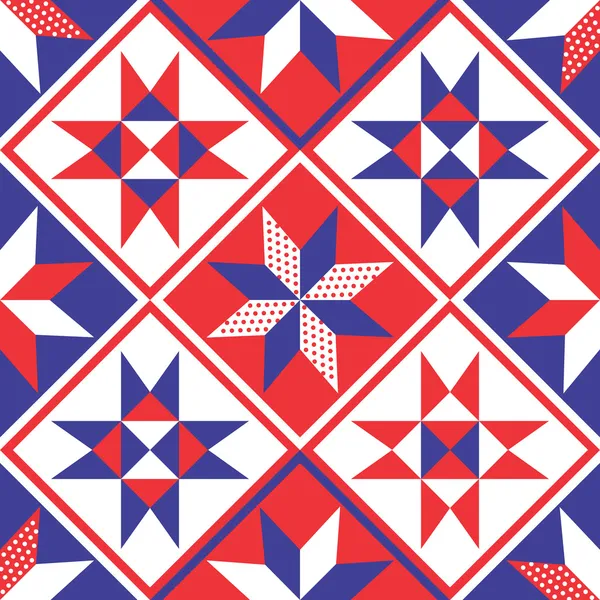 Amerikaanse lappendeken quilt naadloze patroon — Stockvector