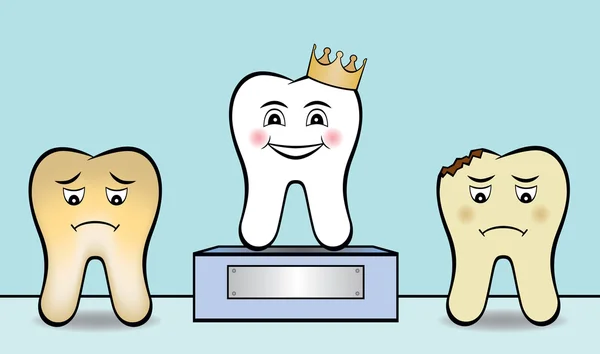 Čistý zdravý bílý zub vyhrává ocenění — Stockový vektor