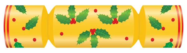 Christmas Cracker Decorated with Holly — Stock Vector