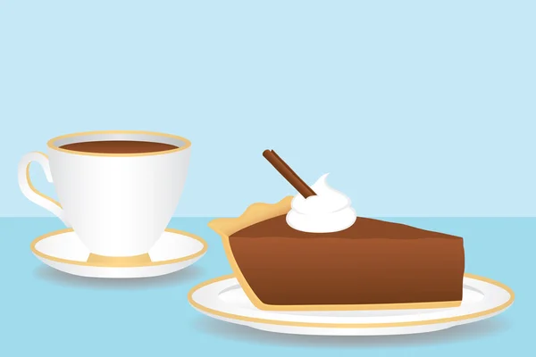 Cup of Coffee and Slice of Chocolate Pie — Stock Vector