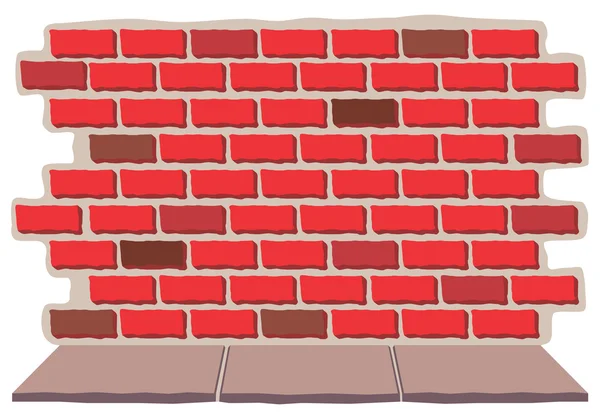 Ziegelmauer und Bürgersteig — Stockvektor