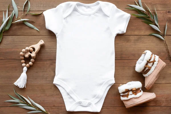 Baby Bodysuit Mockup Farmhouse Style Royalty Free Stock Fotografie