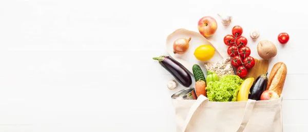 Bolso de mano de algodón con supermercado —  Fotos de Stock