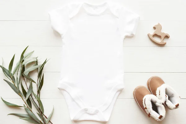 White Baby Bodysuit Mockup — Stock Photo, Image