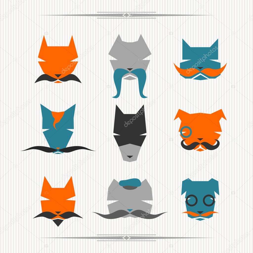 Icons set: character dogs. Flat.