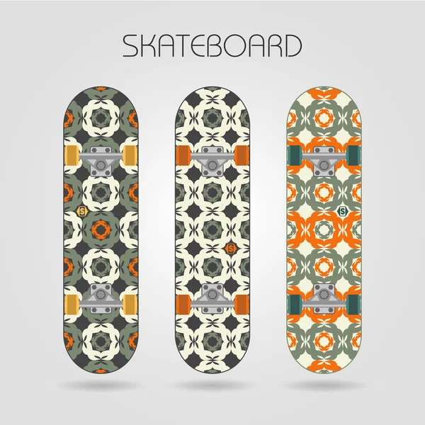 Skateboard set. Girly tracery — Stock Vector