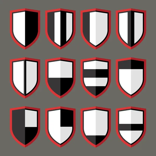 Set de escudos blanco y negro — Archivo Imágenes Vectoriales
