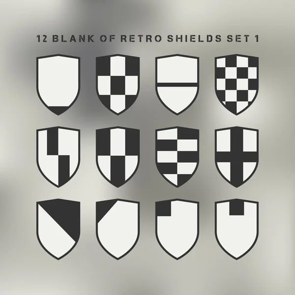 Set de escudos blanco y negro — Vector de stock